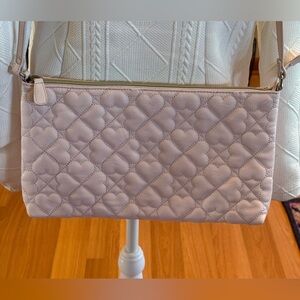 Betsey Johnson Pale Pink Crossbody Simple Quilted Hearts Pattern Purse